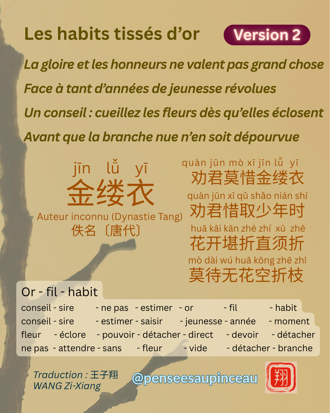 Poème 《 Les habits tissés d’or 》 version 2